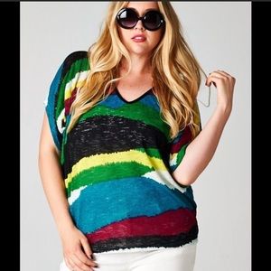 Multicolored V Neck Top